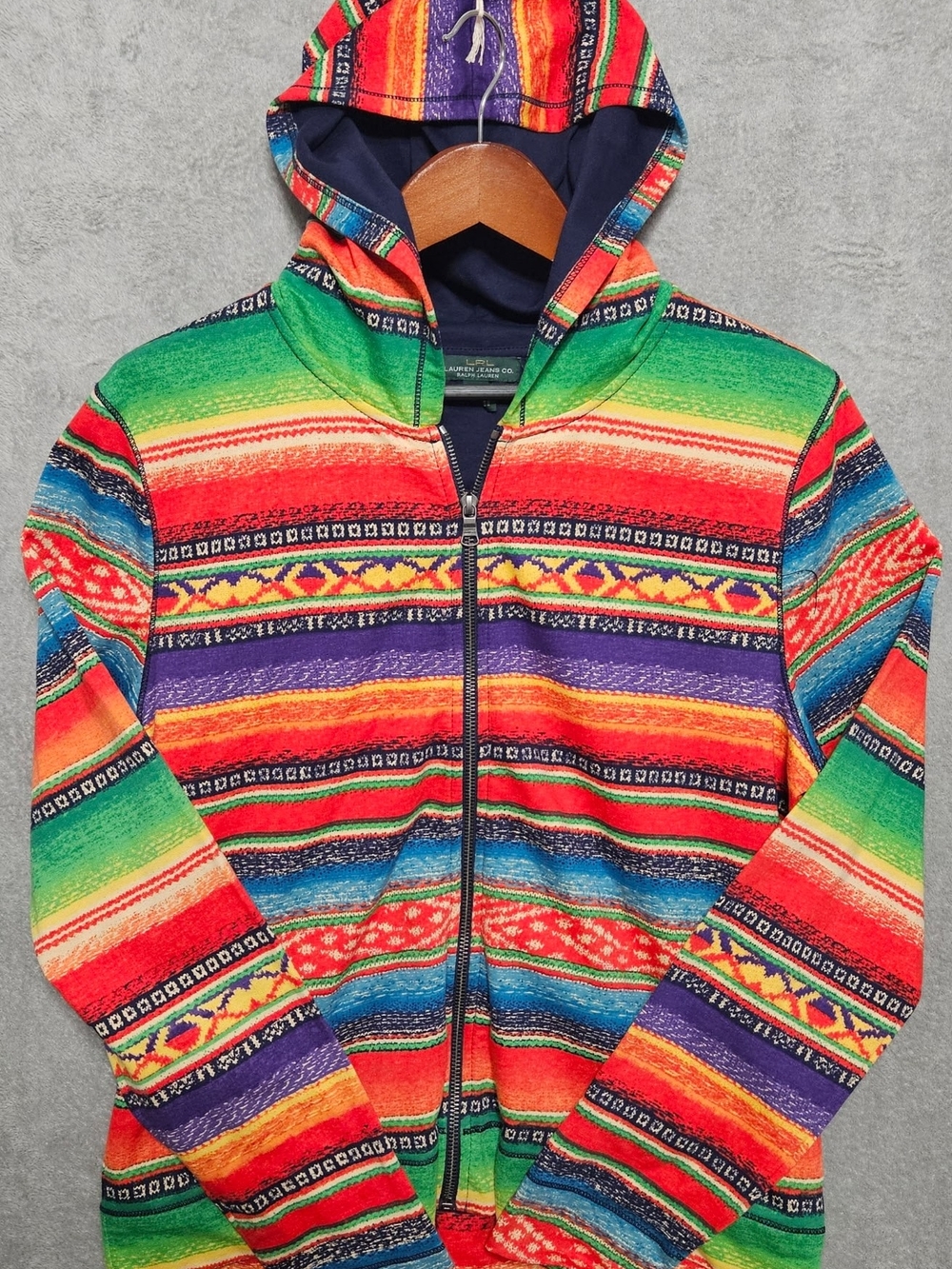 Lauren Ralph Lauren Southwest  Women's Aztec Serape  Zip-up Hoodie Jacket XL